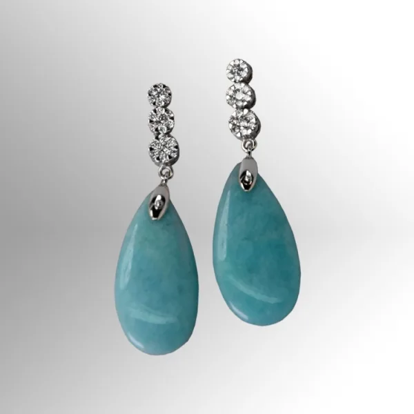 Orecchini con brillanti e amazzoniti - Ventrella Gioiellieri